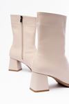 MSK-032 Beige Heeled Zippered Women's Boots