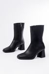 MSK-032 Black Heeled Zippered Women's Boots