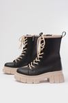 842-2961 Black Lace-Up Thick Sole Zippered Women's Boots