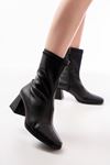 MSK-033 Black Heeled Zippered Women's Boots