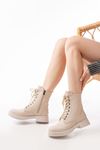 02-356 Beige Galata Lace-Up Lace-Up Casual Women's Boots