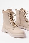 02-356 Beige Galata Lace-Up Lace-Up Casual Women's Boots