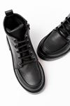 02-2001 Черные женские повседневные сапоги на шнуровке