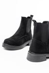 02-2002 Black Suede Elasticated Casual Women's Boots
