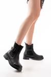 02-2004 Black Buckle Accessory Elasticated Women's Boots