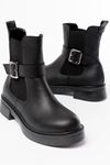 02-2004 Black Buckle Accessory Elasticated Women's Boots