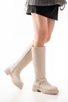 236-3021 Beige Zipper Casual Women's Boots