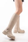 236-3021 Beige Zipper Casual Women's Boots