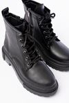 812-296 Black Lace-Up Zippered Women's Boots