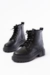812-296 Black Lace-Up Zippered Women's Boots
