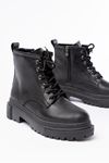 812-296 Black Lace-Up Zippered Women's Boots