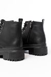 812-2129 Black Lace-Up Zippered Women's Boots