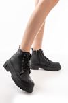 812-2129 Black Lace-Up Zippered Women's Boots