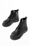 812-2129 Black Lace-Up Zippered Women's Boots