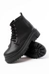 812-2129 Black Lace-Up Zippered Women's Boots