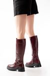 236-3021 Burgundy Croco Zipper Casual Women's Boots