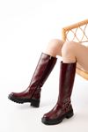 236-3021 Burgundy Croco Zipper Casual Women's Boots