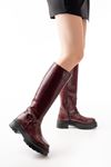 236-3021 Burgundy Croco Zipper Casual Women's Boots