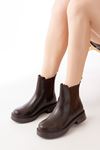 02-2137 Brown Elastic Casual Women's Boots