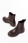 02-2137 Brown Elastic Casual Women's Boots
