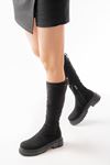 812-2291 Black Suede Zipper Casual Women's Boots