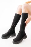 812-2291 Black Suede Zipper Casual Women's Boots