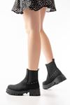 868-2005 Black Emerald Elasticated Casual Women's Boots