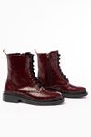 2024-2289 Burgundy Croco Lace-Up Zippered Women's Boots