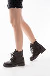 02-2003 Coffee Skin Lace-Up Zippered Women's Boots