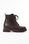 02-2003 Coffee Skin Lace-Up Zippered Women's Boots