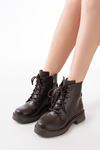 02-2003 Coffee Skin Lace-Up Zippered Women's Boots
