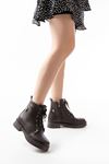 02-2003 Coffee Galata Lace-Up Zippered Women's Boots