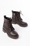 02-2003 Coffee Galata Lace-Up Zippered Women's Boots