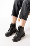 02-2003 Black Galata Lace-Up Zippered Women's Boots