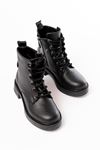 02-2003 Black Galata Lace-Up Zippered Women's Boots