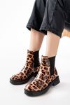 02-2137 Leopard Elasticated Casual Women's Boots