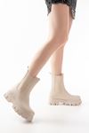 FZ-299 Beige High Sole Elasticated Casual Women's Boots