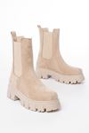 FZ-299 Beige Suede High Sole Elasticated Casual Women's Boots