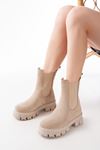 FZ-299 Beige Suede High Sole Elasticated Casual Women's Boots