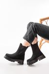 FZ-299 Black Suede High Sole Elasticated Casual Women's Boots