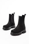FZ-299 Black Suede High Sole Elasticated Casual Women's Boots