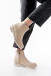 165-204 Beige Suede Zipper Casual Women's Boots