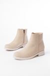 165-204 Beige Suede Zipper Casual Women's Boots