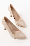 ST-001 Bej Rugan Günlük 9 cm Topuklu Bayan Stiletto Ayakkabı