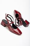 ST-003 Bordo Rugan Günlük 4 cm Topuklu Bayan Ayakkabı