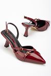 ST-005 Bordo Rugan Günlük 7 cm Topuklu Bayan Ayakkabı