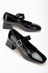 ST-006 Siyah Rugan Günlük 4 cm Topuklu Bayan Ayakkabı