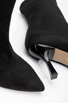 VRT-023 Black Suede High Thin Heeled Stretch Women's Boots