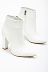 VRT-4801 White High Thick Heels Zippered Women's Boots