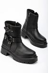 236-2013 Zippered Casual Women's Boots with Black Buckle Accessories